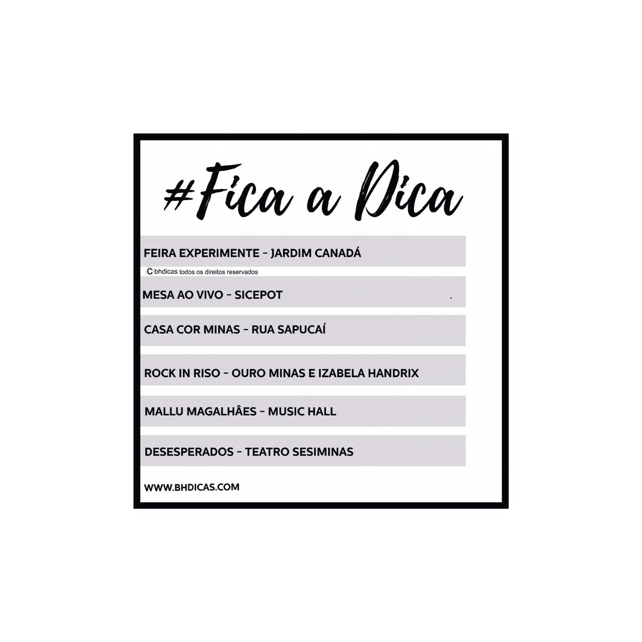 Feira Experimente, Mesa ao Vivo, Mallu Magalhães, Casa Cor Minas, Rock in Riso e Desesperados