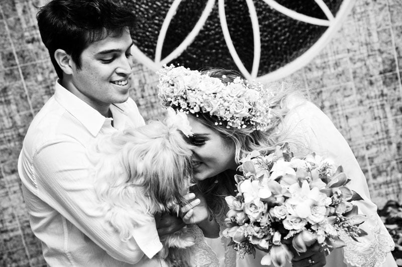 Cãopanheiro na cerimônia do seu casamento